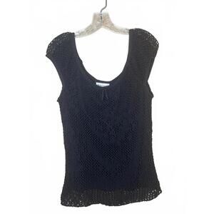 Harlow Vintage 90’s Y2K Black Crochet Knit Lined Top, Size Large NWT